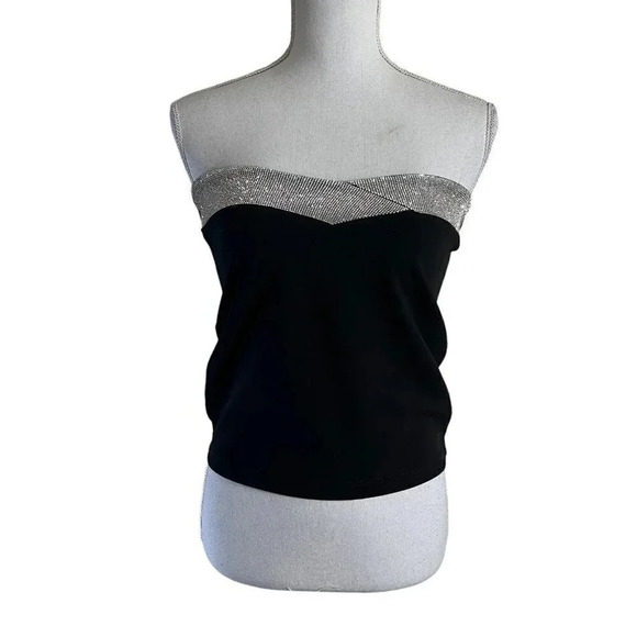 Windsor Tops - Windsor Strapless Blouse Size Small Rhinestone Bling Embellished Chest Cocktail
